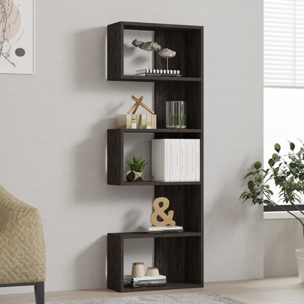 Βιβλιοθήκη Cascade pakoworld σε σκούρο καρυδί απόχρωση 51.8x22x150εκ - Image 2