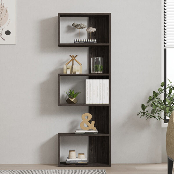 Βιβλιοθήκη Cascade pakoworld σε σκούρο καρυδί απόχρωση 51.8x22x150εκ - Image 3