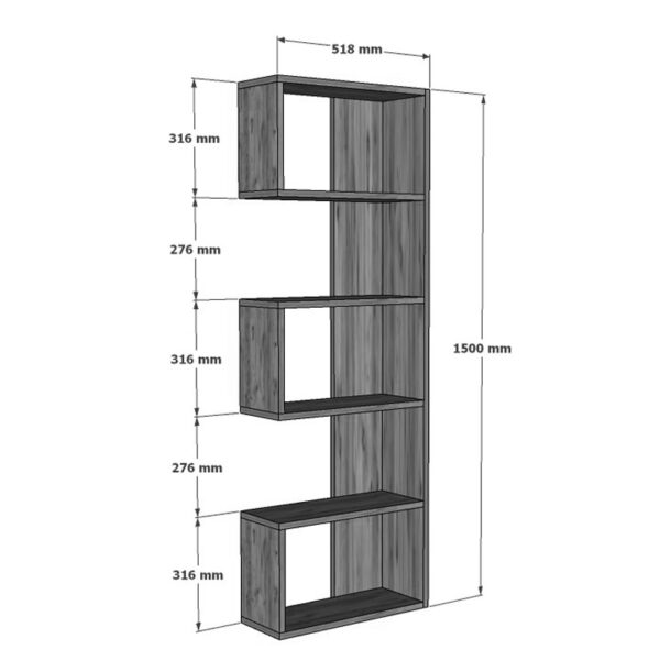 Βιβλιοθήκη Cascade pakoworld σε σκούρο καρυδί απόχρωση 51.8x22x150εκ - Image 6