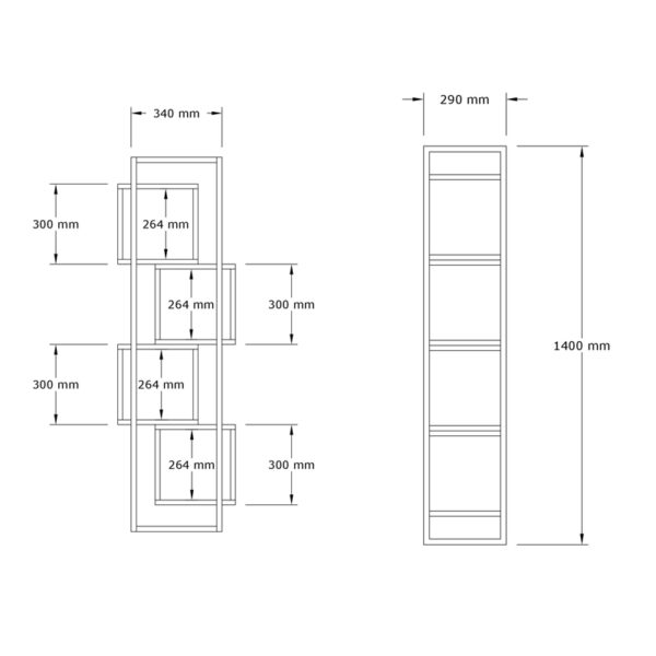 Βιβλιοθήκη Gridur pakoworld σε σκούρο καρυδί απόχρωση 44x29x140εκ - Image 5
