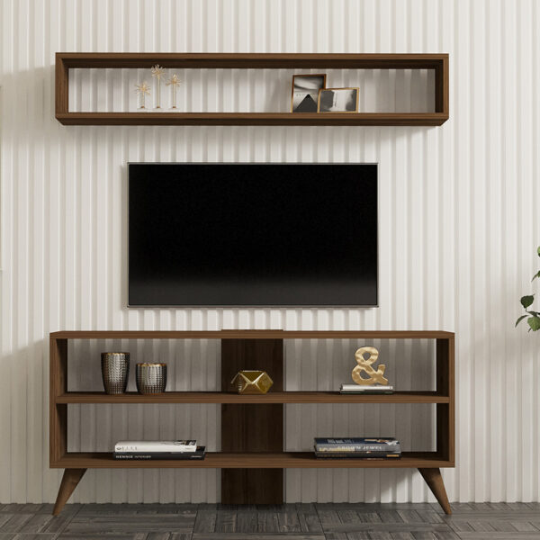 Σύνθετο σαλονιού Prestige pakoworld σε καρυδί απόχρωση 120x29,6x50εκ - Image 3