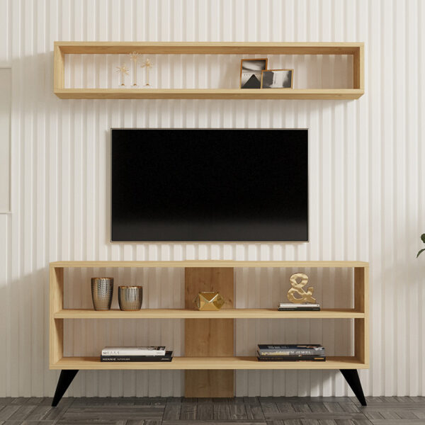 Σύνθετο σαλονιού Prestige pakoworld σε oak απόχρωση 120x29,6x50εκ - Image 4