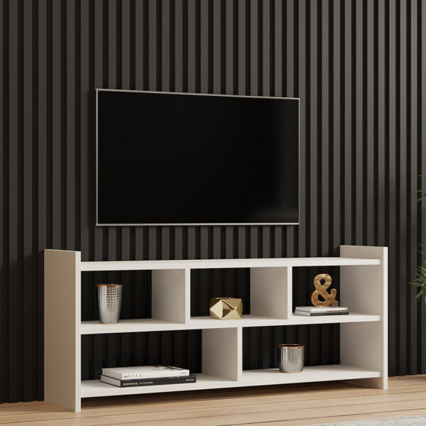 Έπιπλο τηλεόρασης Kapri pakoworld σε λευκή απόχρωση 120x28x55εκ - Image 2