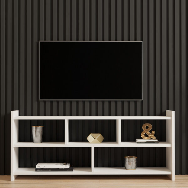 Έπιπλο τηλεόρασης Kapri pakoworld σε λευκή απόχρωση 120x28x55εκ - Image 4