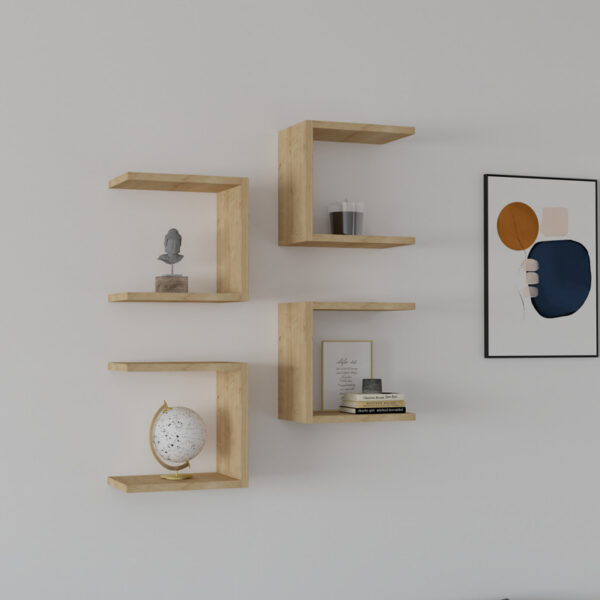 Ραφιέρα τοίχου Perari pakoworld 4τεμ.σε oak  απόχρωση 30x19.6x30εκ - Image 2