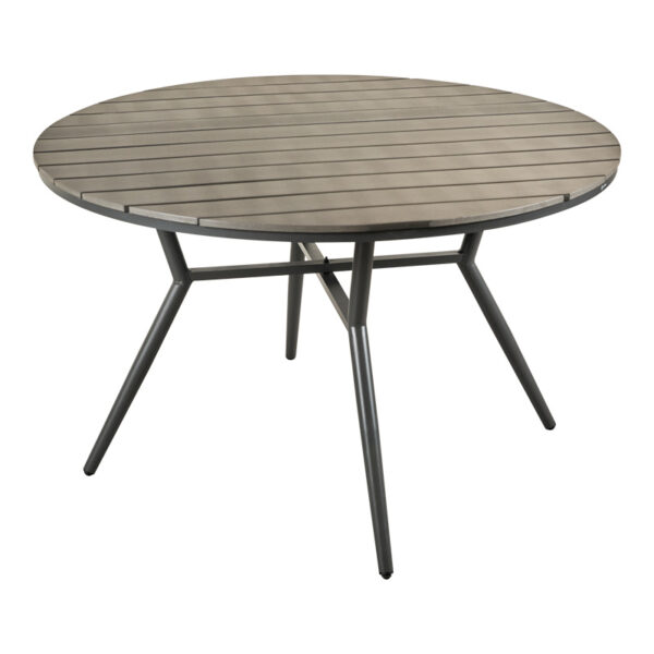 Τραπέζι Appa pakoworld αλουμίνιο και plywood σε ανθρακί απόχρωση Φ120x74εκ - Image 2