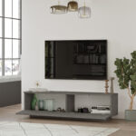 Έπιπλο τηλεόρασης Zoeva pakoworld γκρι cemento 140x35,5x38εκ - Image 3