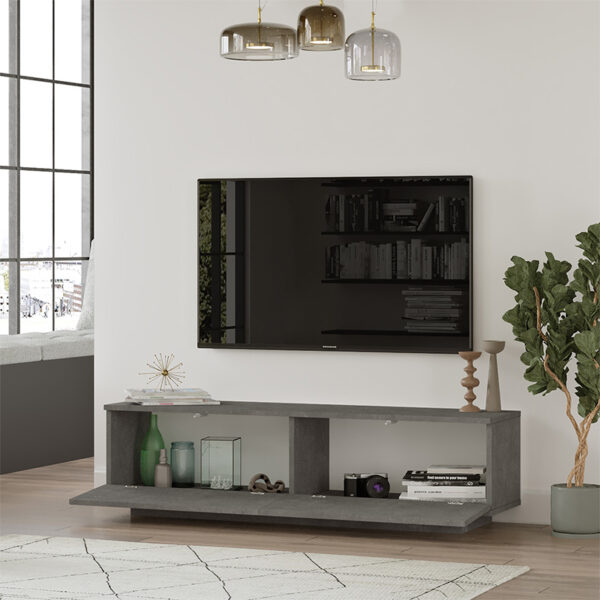 Έπιπλο τηλεόρασης Zoeva pakoworld γκρι cemento 140x35,5x38εκ - Image 3