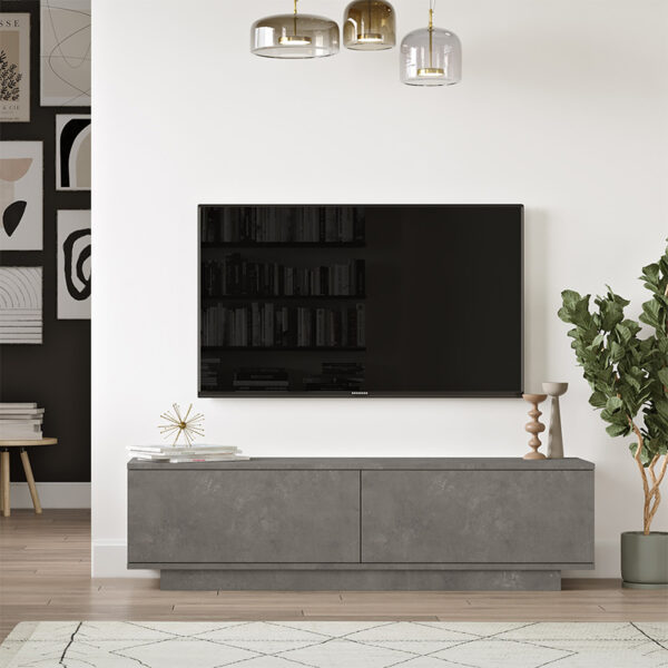 Έπιπλο τηλεόρασης Zoeva pakoworld γκρι cemento 140x35,5x38εκ - Image 4