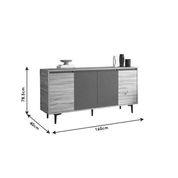 Μπουφές Augusta pakoworld oak-ανθρακί 160x40x78.5εκ - Image 6