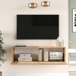 Έπιπλο τηλεόρασης επιτοίχιο Serit pakoworld sonoma 100x31.6x29.6εκ - Image 2