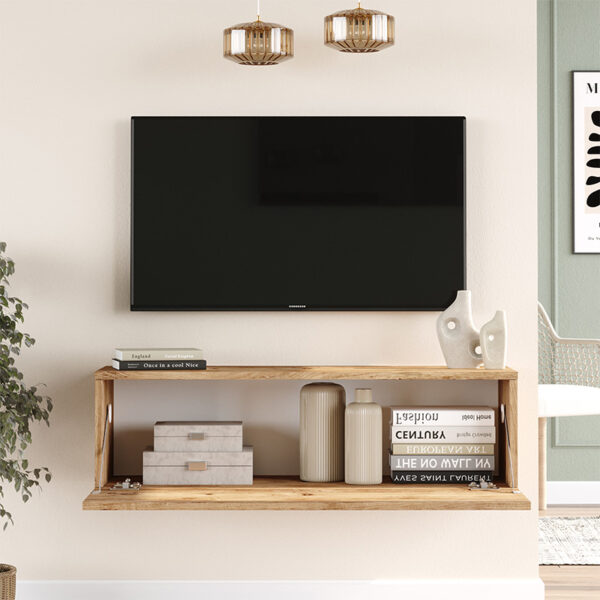 Έπιπλο τηλεόρασης επιτοίχιο Serit pakoworld sonoma 100x31.6x29.6εκ - Image 2