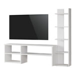 Σύνθετο σαλονιού Perla pakoworld σε λευκή απόχρωση 120x29.5x41