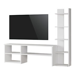 Σύνθετο σαλονιού Perla pakoworld σε λευκή απόχρωση 120x29.5x41