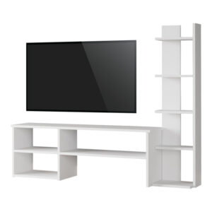 Σύνθετο σαλονιού Perla pakoworld σε λευκή απόχρωση 120x29.5x41