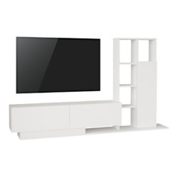 Σύνθετο σαλονιού Damon pakoworld σε λευκή απόχρωση 211.2x29.5x123.6εκ