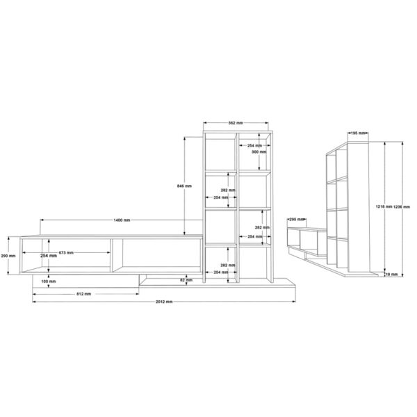 Σύνθετο σαλονιού Damon pakoworld σε λευκή απόχρωση 211.2x29.5x123.6εκ - Image 7