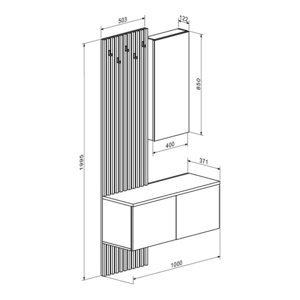 Έπιπλο εισόδου Arika pakoworld λευκό-sonoma 100x37x199.5εκ - Image 6