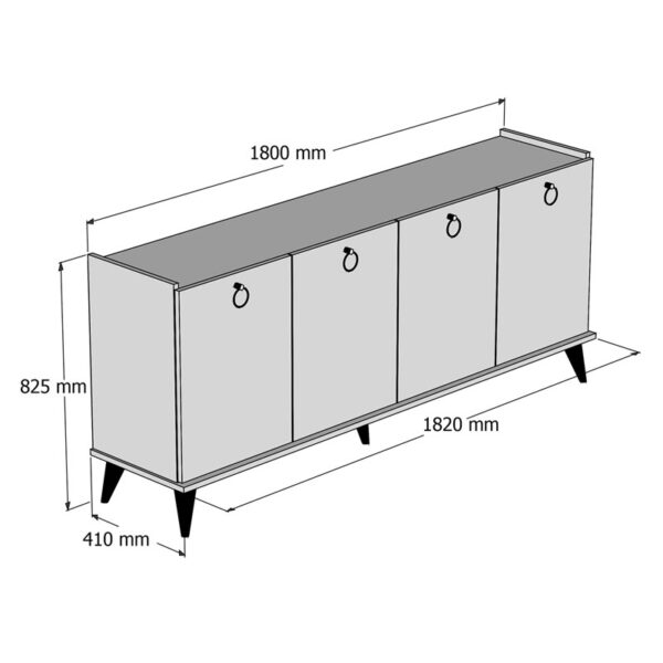 Μπουφές Lireta pakoworld μελαμίνης καρυδί-μαύρο 182x41x82.5εκ - Image 5