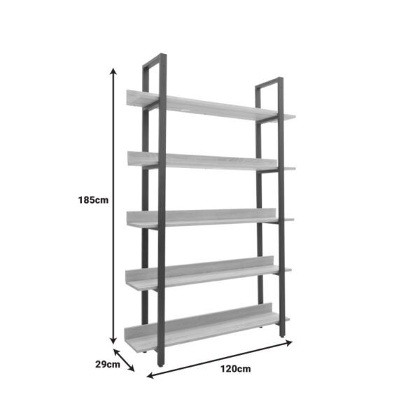 Βιβλιοθήκη Almond pakoworld σε oak-μαύρη απόχρωση 120x29x185εκ - Image 5