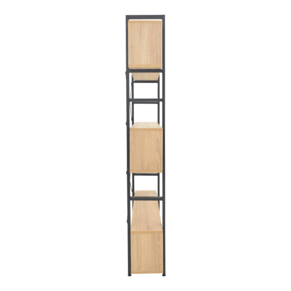 Βιβλιοθήκη Fifer pakoworld σε oak-μαύρη απόχρωση 120x28x185εκ - Image 3