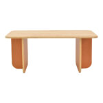 Τραπέζι Bοca pakoworld σε oak-κεραμιδί απόχρωση 100x60x42εκ - Image 2