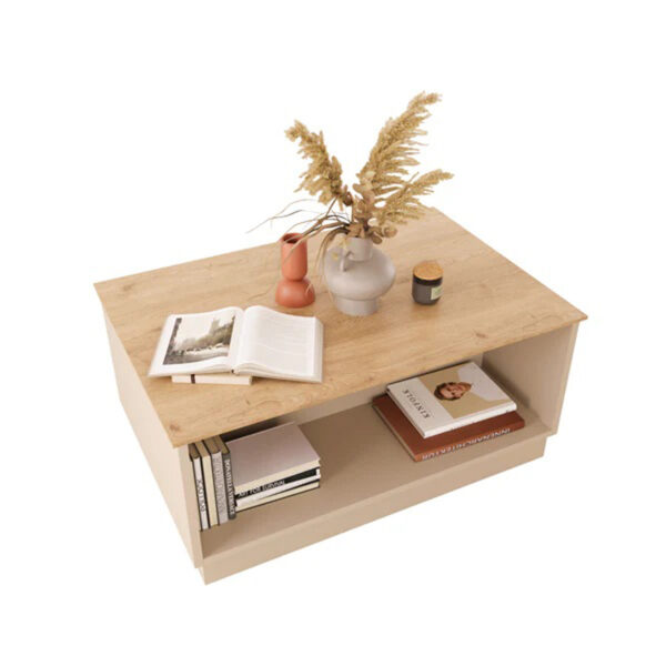 Τραπέζι Monik pakoworld σε oak-ανοιχτό γκρι απόχρωση 90x56x40εκ - Image 3