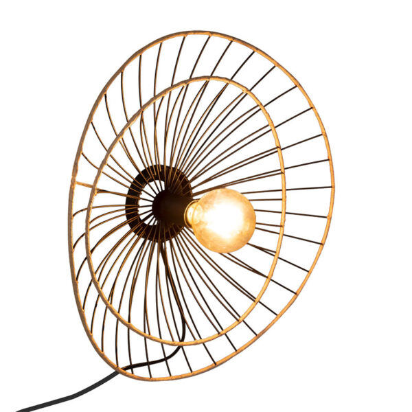 Φωτιστικό τοίχου-απλίκα Alara pakoworld E27 40W χρυσό-μαύρο Φ45x11εκ - Image 2