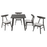 Tραπεζαρία Benson - Orlean pakoworld σετ 5τμχ rustic grey - ύφασμα γκρι 80x80x75εκ - Image 2