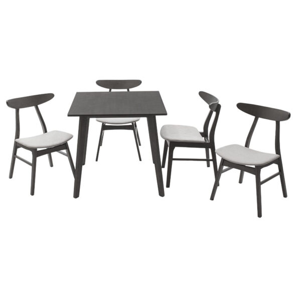 Tραπεζαρία Benson - Orlean pakoworld σετ 5τμχ rustic grey - ύφασμα γκρι 80x80x75εκ - Image 2