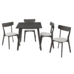 Tραπεζαρία Benson - Toto pakoworld σετ 5τμχ rustic grey - ύφασμα grey 80x80x75εκ - Image 2