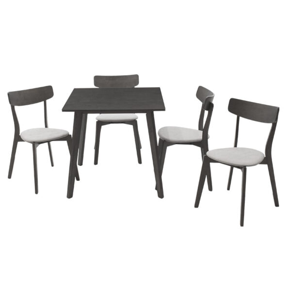 Tραπεζαρία Benson - Toto pakoworld σετ 5τμχ rustic grey - ύφασμα grey 80x80x75εκ - Image 2