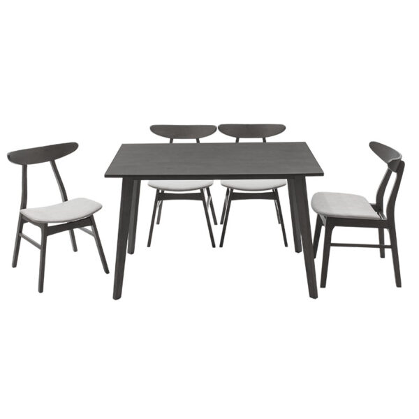 Tραπεζαρία Benson - Orlean pakoworld σετ 5τμχ rustic grey-ύφασμα γκρι 120x75x75εκ - Image 2