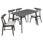 Tραπεζαρία Benson - Orlean pakoworld σετ 5τμχ rustic grey-ύφασμα γκρι 120x75x75εκ - Image 3