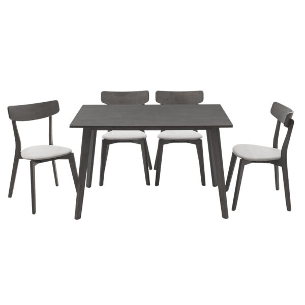 Tραπεζαρία Benson - Toto pakoworld σετ 5τμχ rustic grey - ύφασμα γκρι 120x75x75εκ - Image 2