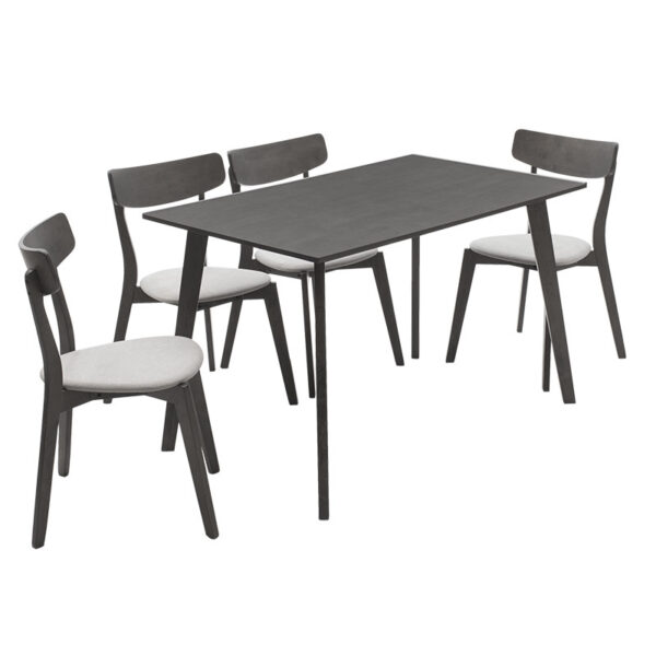 Tραπεζαρία Benson - Toto pakoworld σετ 5τμχ rustic grey - ύφασμα γκρι 120x75x75εκ - Image 3