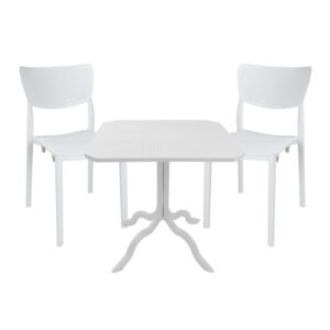 Τραπεζαρία Icon-Ignite pakoworld σετ 3τεμ PP σε λευκή απόχρωση