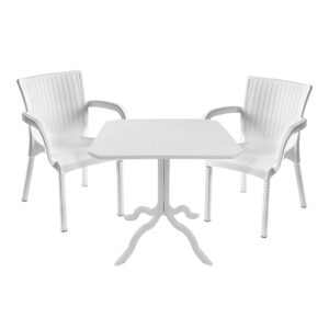 Τραπεζαρία Icon-Festive pakoworld σετ 3τεμ PP σε λευκή απόχρωση