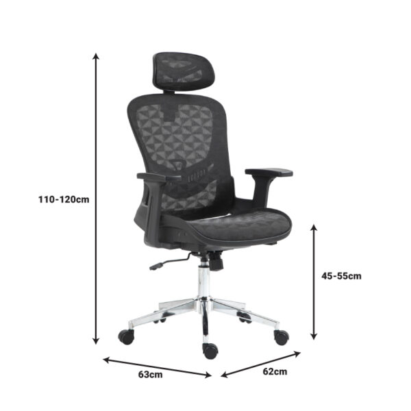 Καρέκλα γραφείου εργασίας Mergi pakoworld μαύρο mesh 62x63x120εκ - Image 12