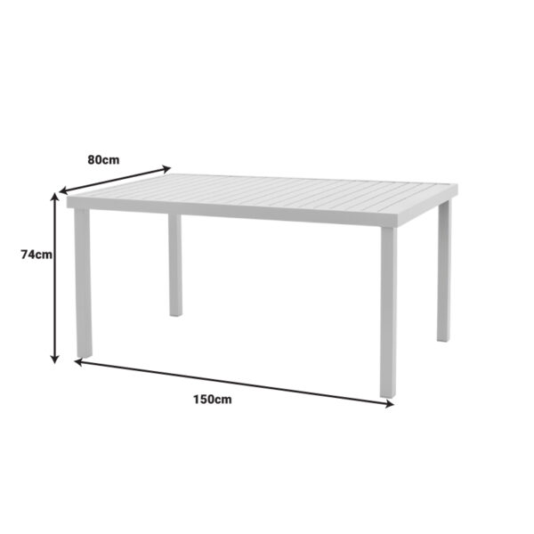 Τραπέζι Kliton  pakoworld αλουμινίου λευκό 150x80x74εκ - Image 7