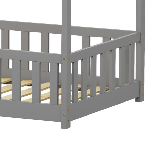 Παιδικό κρεβάτι Callan τ.Montessori με κιγκλίδωμα pakoworld ξύλο πεύκου σε γκρι απόχρωση 90x190εκ - Image 7