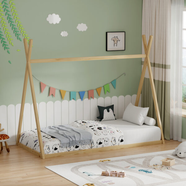 Παιδικό κρεβάτι Lilly τ.Montessori  pakoworld ξύλο πεύκου σε φυσική απόχρωση 90x190εκ - Image 2