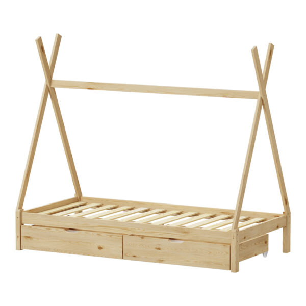 Παιδικό κρεβάτι Lalitto τ.Montessori με 2 συρτάρια τ.Montessori  pakoworld ξύλο πεύκου σε φυσική απόχρωση 90x190εκ - Image 3