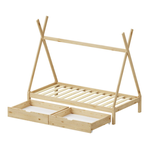 Παιδικό κρεβάτι Lalitto τ.Montessori με 2 συρτάρια τ.Montessori  pakoworld ξύλο πεύκου σε φυσική απόχρωση 90x190εκ - Image 4
