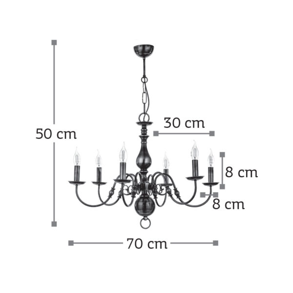 InLight Κρεμαστό φωτιστικό από οξυντέ μέταλλο 6XE14 D:70cm (5309-6) - Image 3
