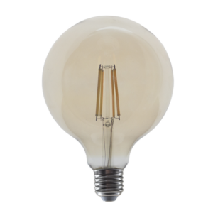 LED FILAMENT E27 DIM G125 10W AMBER 2700K 230V AC 1160LM RA80 30000H 360°