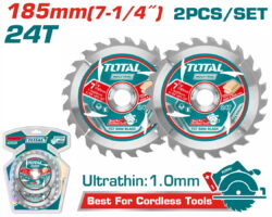 TOTAL ΕΠΑΓΓ ΣΕΤ ΔΙΣΚΟΙ ΚΟΠΗΣ ΞΥΛΟΥ Φ185Χ20mm 24Τ 2TEM ΓΙΑ TS11418526/TS1161856/TSLI1851 (TAC2331853)