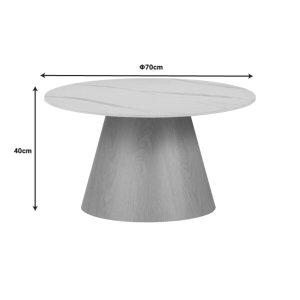 Τραπέζι σαλονιού Soleire Inart λευκό μαρμάρου sintered stone Φ70x40εκ - Image 4