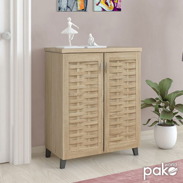 Παπουτσοθήκη-ντουλάπι MANTAM pakoworld 12 ζεύγων χρώμα sonoma 78x40x92εκ - Image 2