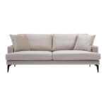 Καναπές 2θέσιος Fortune pakoworld βελούδο μπεζ-μαύρο 175x90x88εκ - Image 4